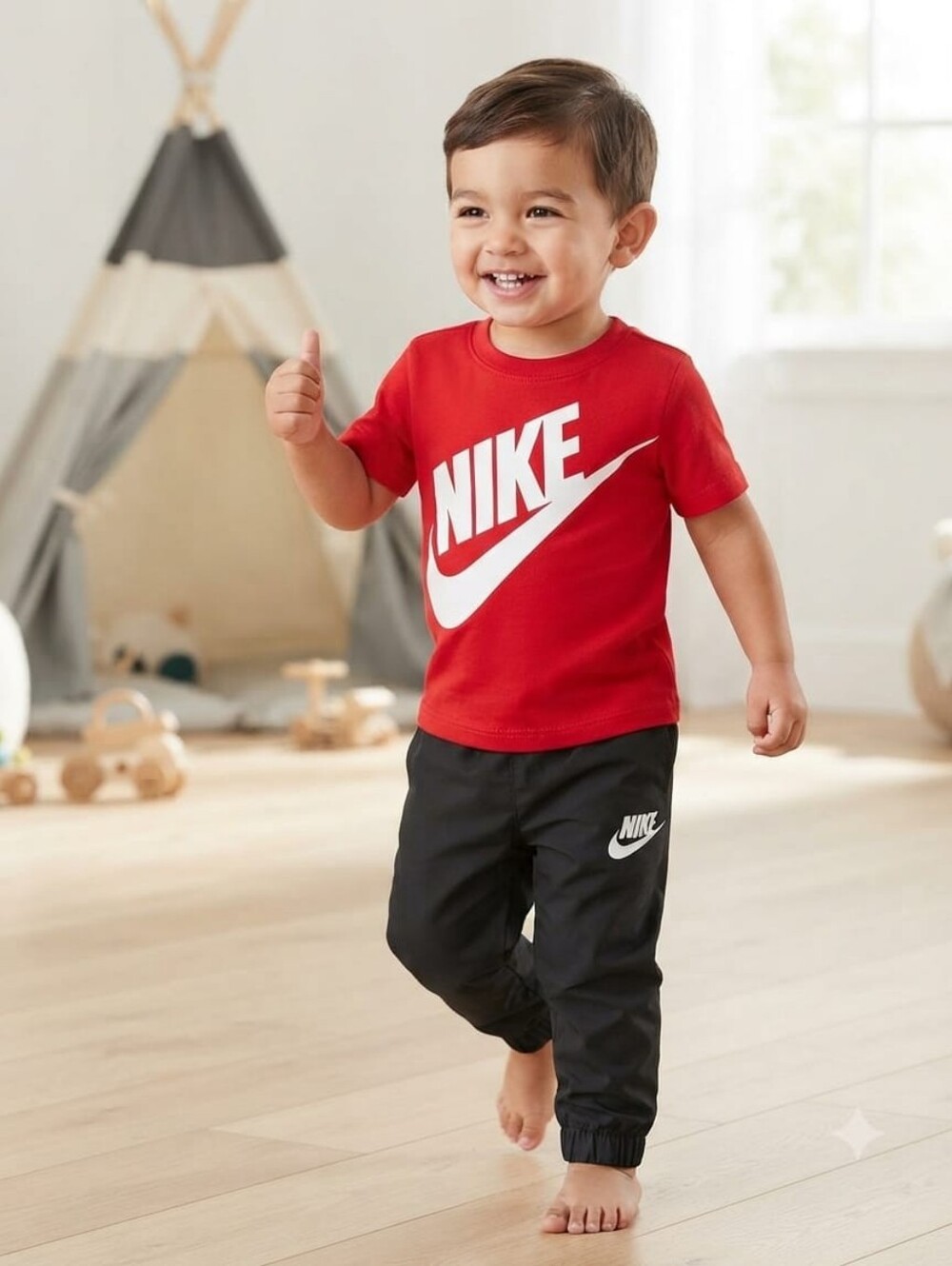 Nike Kids Red T-Shirt & Black Pants Outfit Set Size 2T & 3T